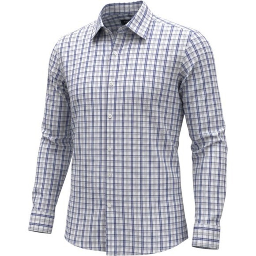 Banana‎ Republic Mens Non-Iron Classic Fit Plaid Shirt Purple White L 16-16.5